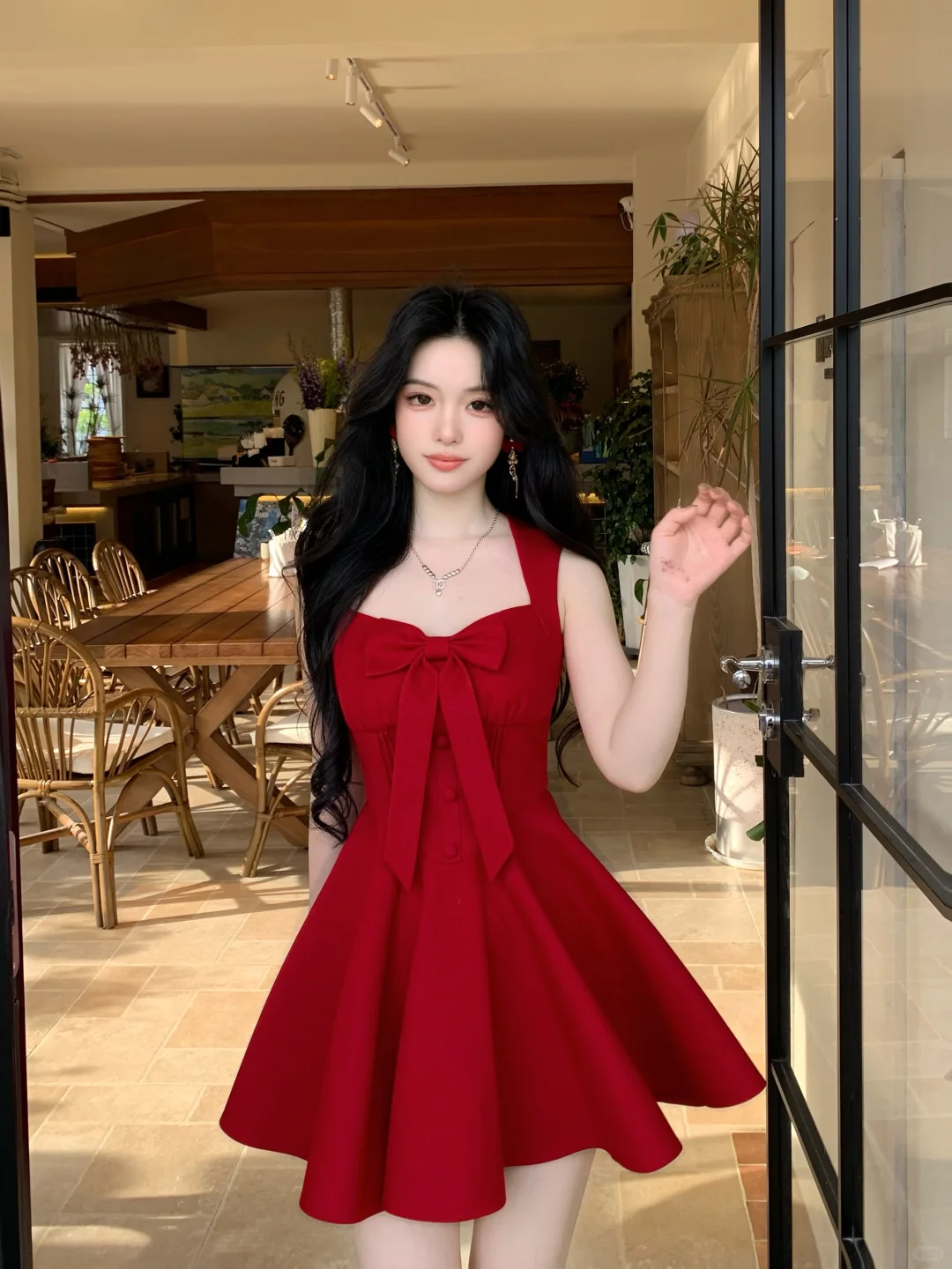 Vintage Red Satin A-Line Short Birthday Outfits 7th Grade Homecoming Dress - View 4 | FashionDia