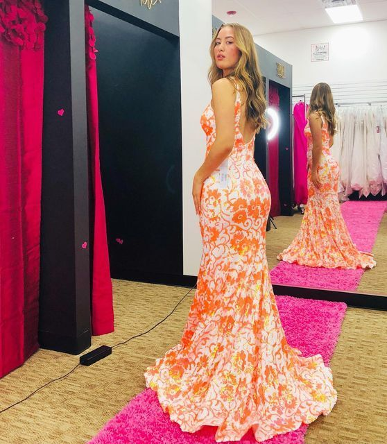 Fashion V Neck Mermaid Prom Dress Long Evening Dress Y6095 - View 2 | VelvetHem