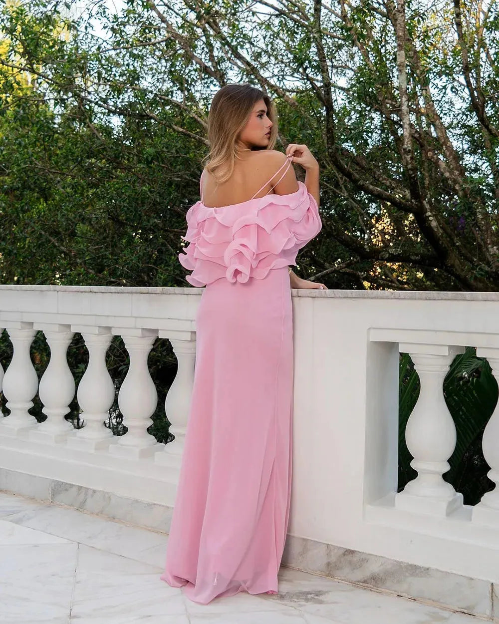 Elegant Pink Straight Long Evening Dresses Chiffon Off the Shoulder Wavy Pleats Women Formal Party Dress Prom Gowns