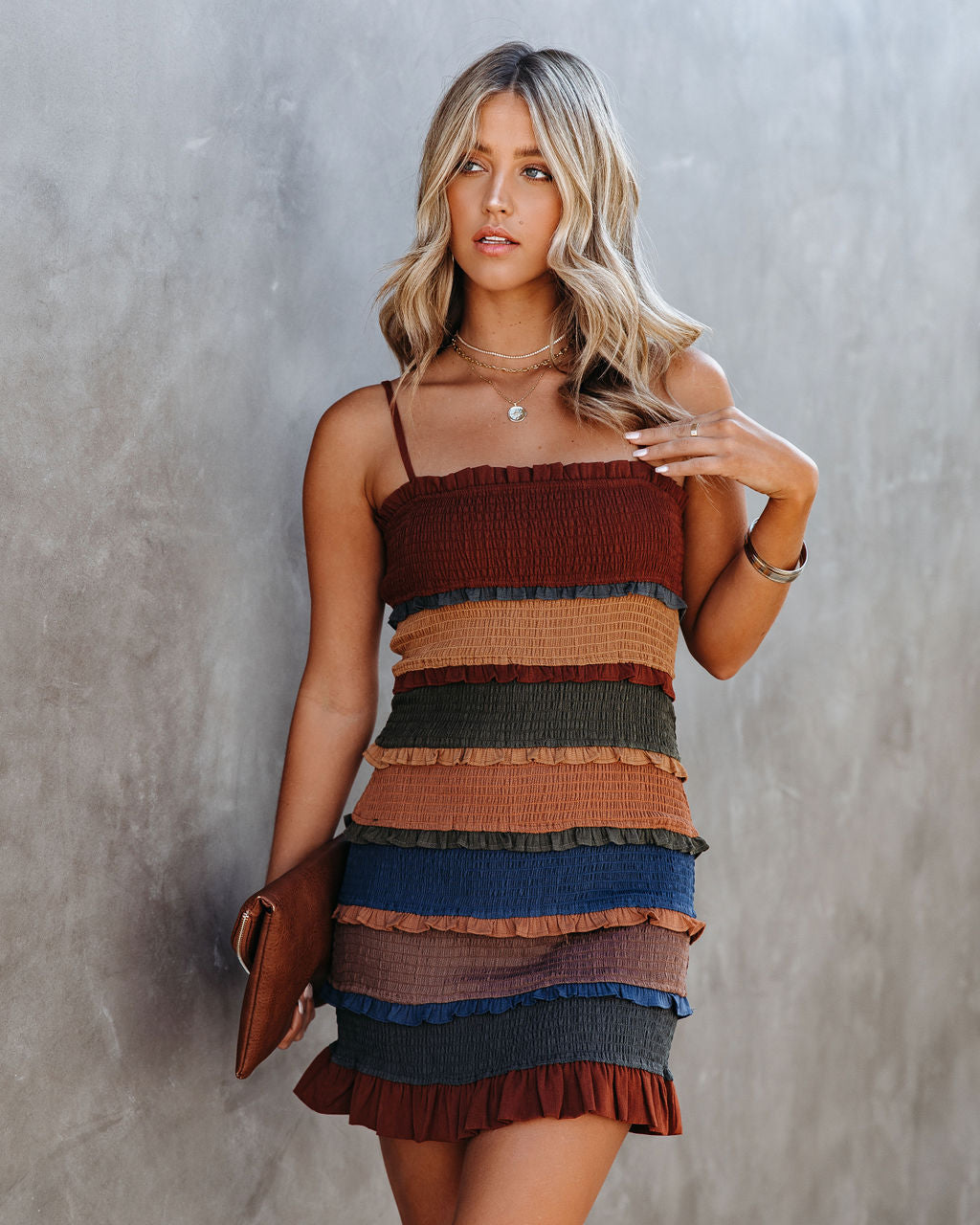 Aliza Smocked Ruffle Tiered Mini Dress FINAL