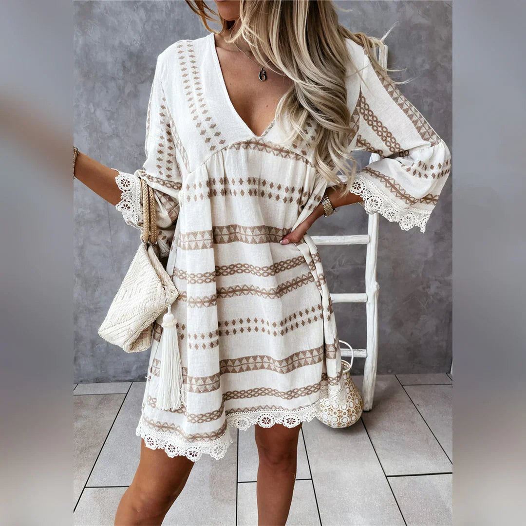 Francisca Chic Summer Dress with Flared Sleeves Elevated Occasion Wear