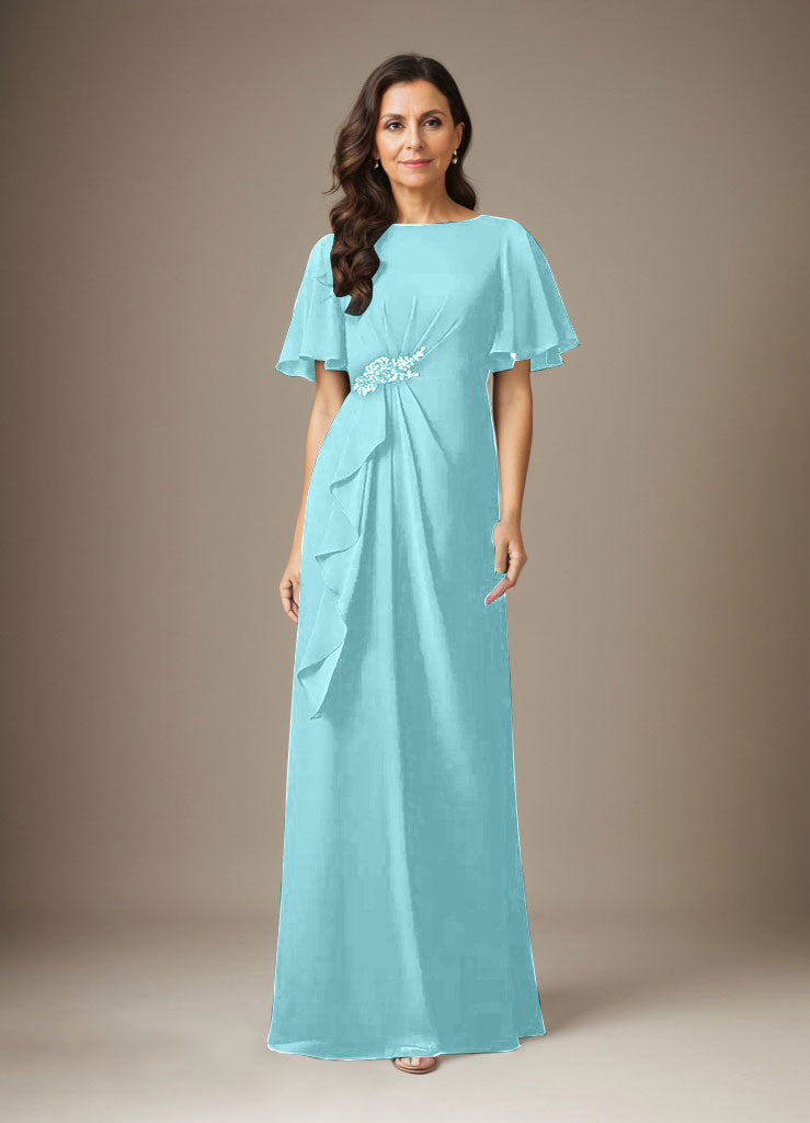 Dark Navy Sheath Beaded Chiffon Dress - View 6 | FashionDia