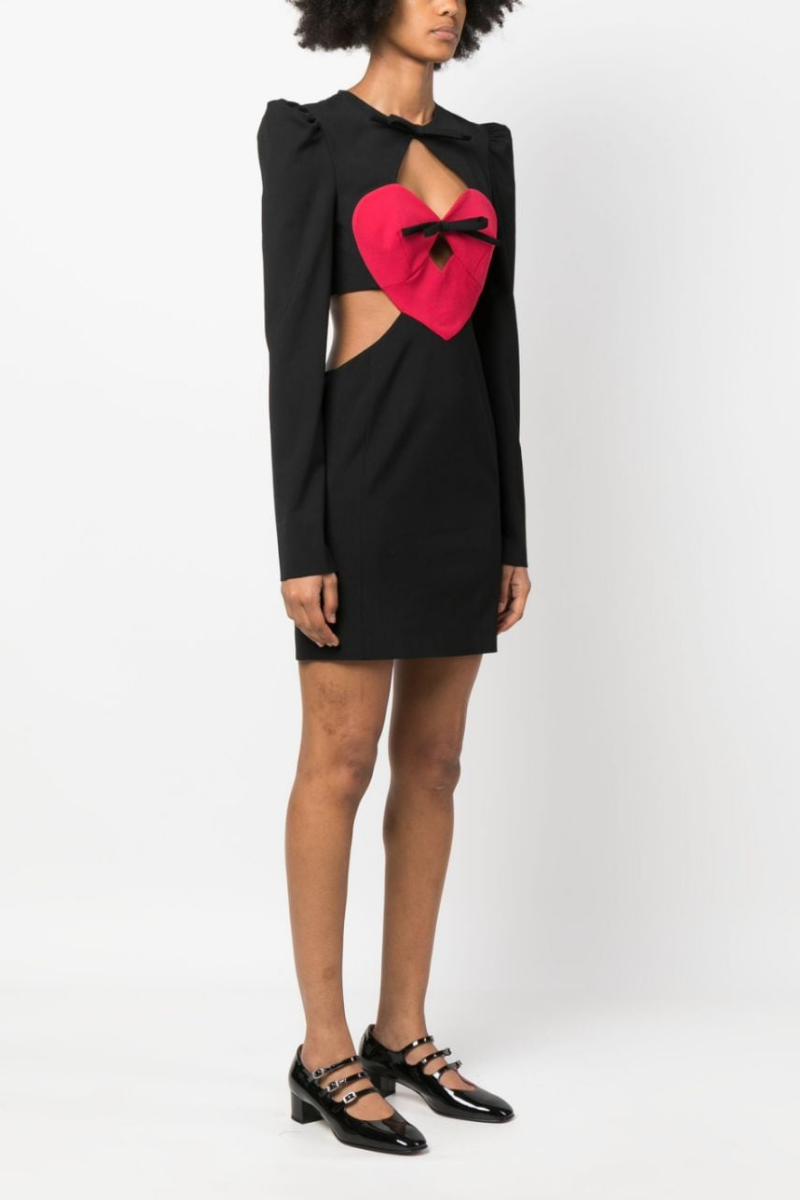Petra Effortless Long Sleeved Mini Dress with Cut Outs and Bow Elevated Occasion Wear