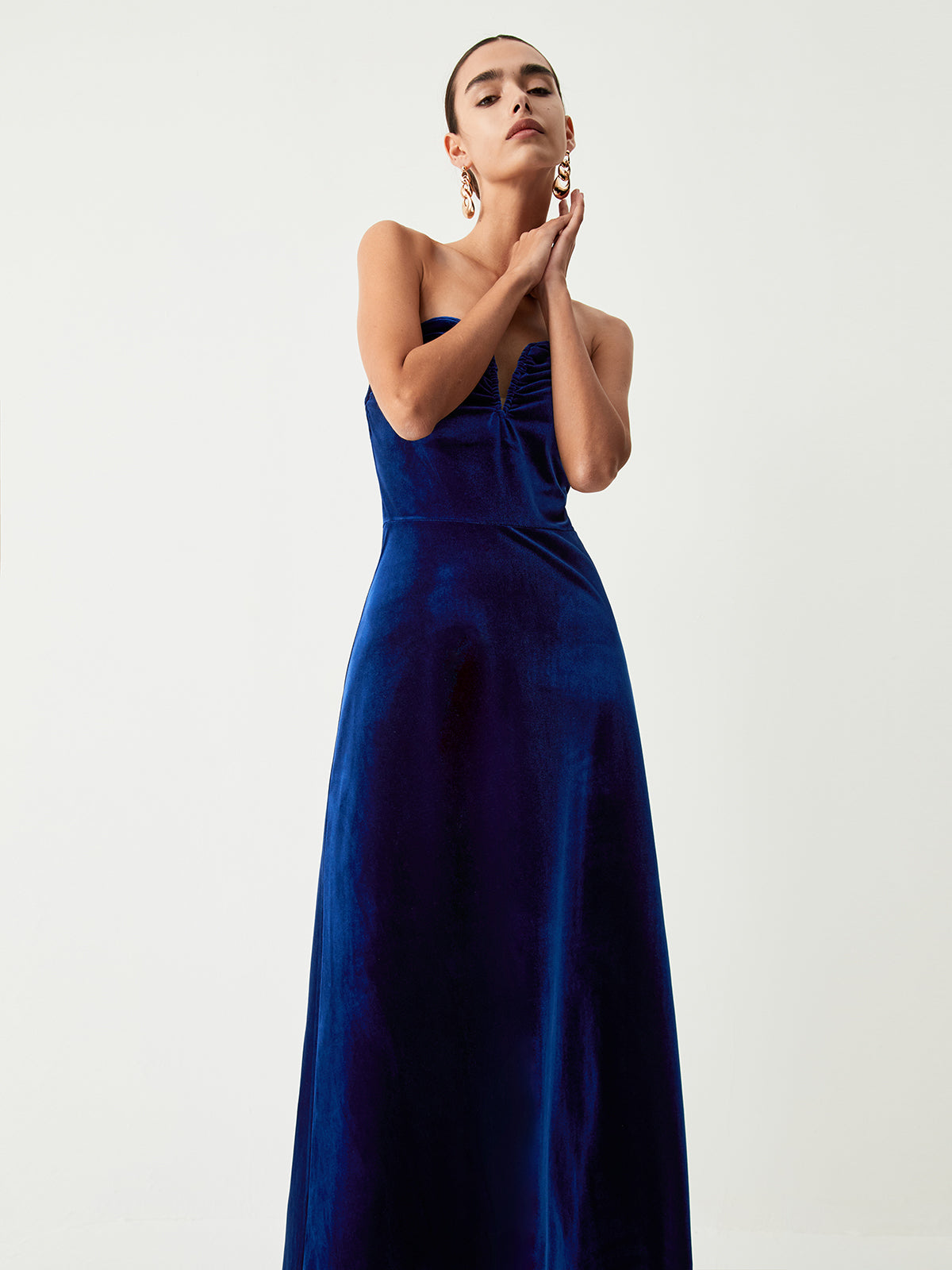 Velvet Bustier Graceful Tube Long Dress