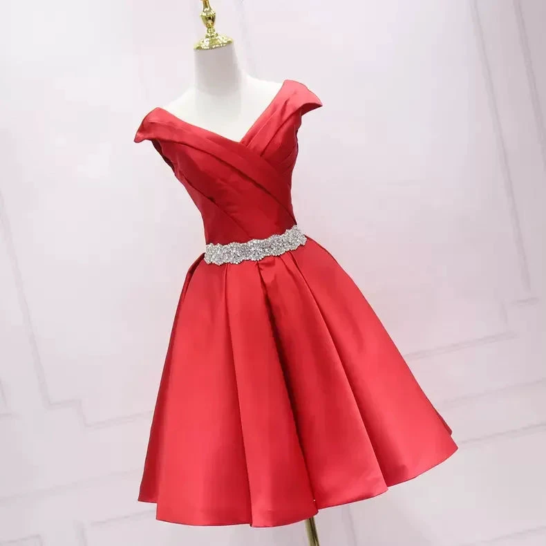 A-line Satin Short Homecoming Dress Satin Dress s07 (ZD12597)