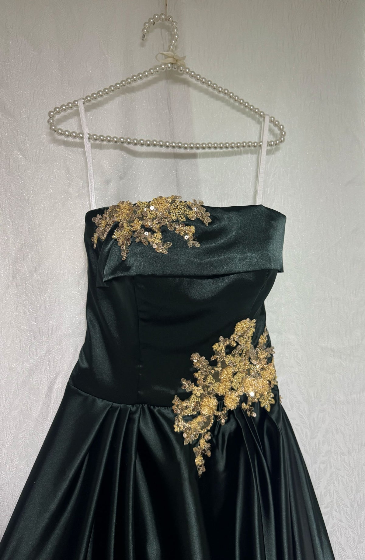 Stunning A Line Satin Prom Party Dress With Beading Modest Graduation Dress - View 3 | VelvetHem