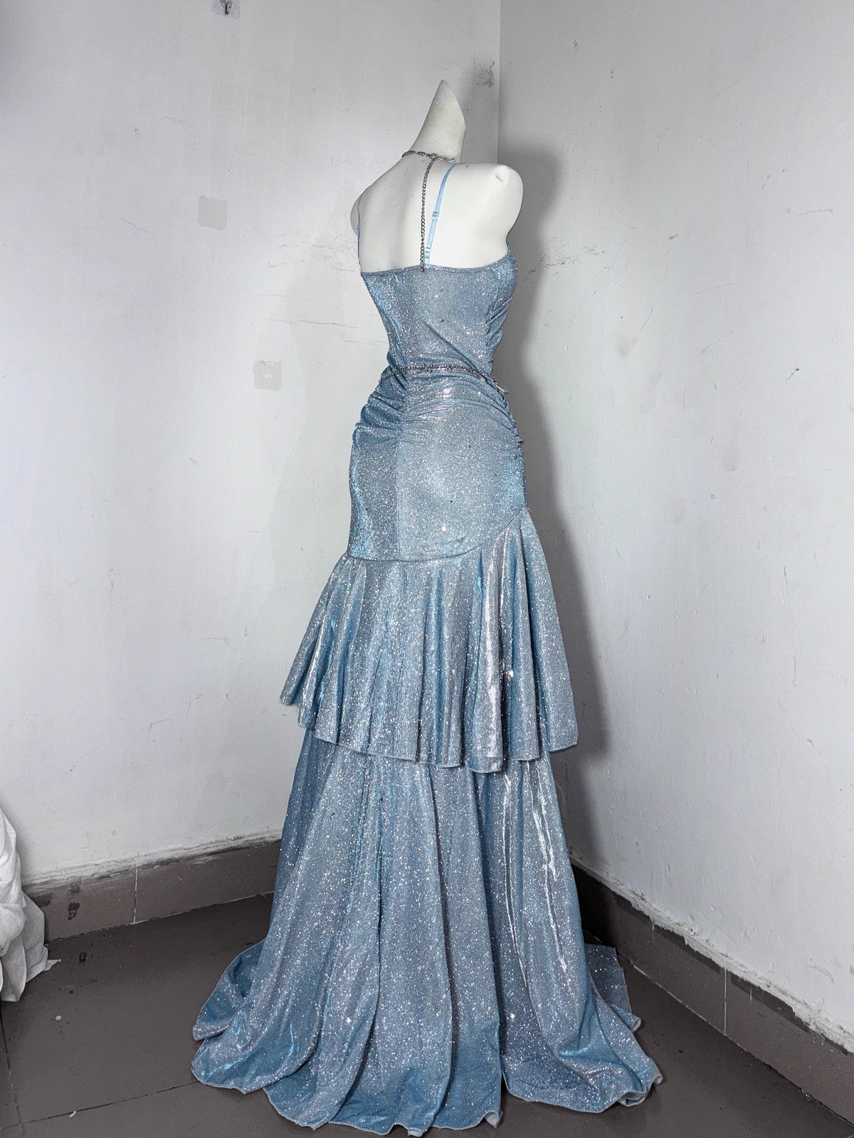 Classy Blue Spaghetti Straps Ruffles Homecoming Dress Short Birthday Dress - View 10 | FashionDia