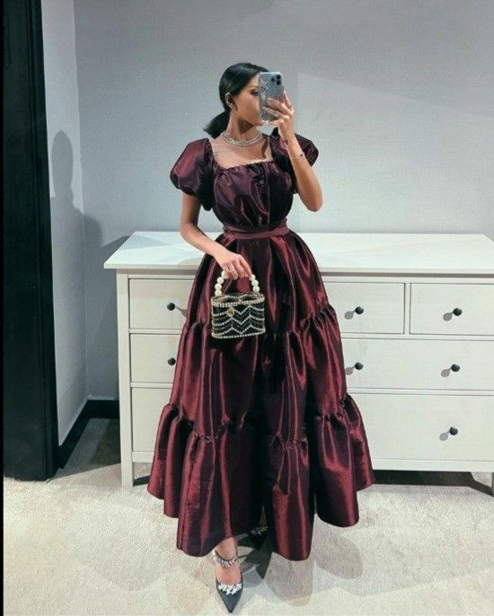 Vintage A-line Short Sleeves Evening dress