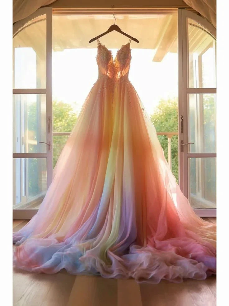 Romantic Dip Dye Colored Wedding Dress (ZD13672)