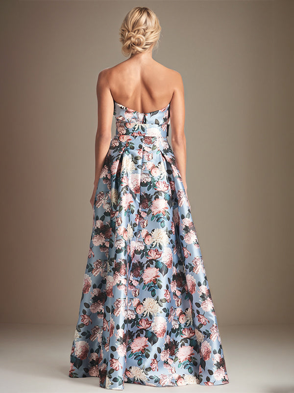 A-line Off the Shoulder Satin Floral Mother of the Bride Dress