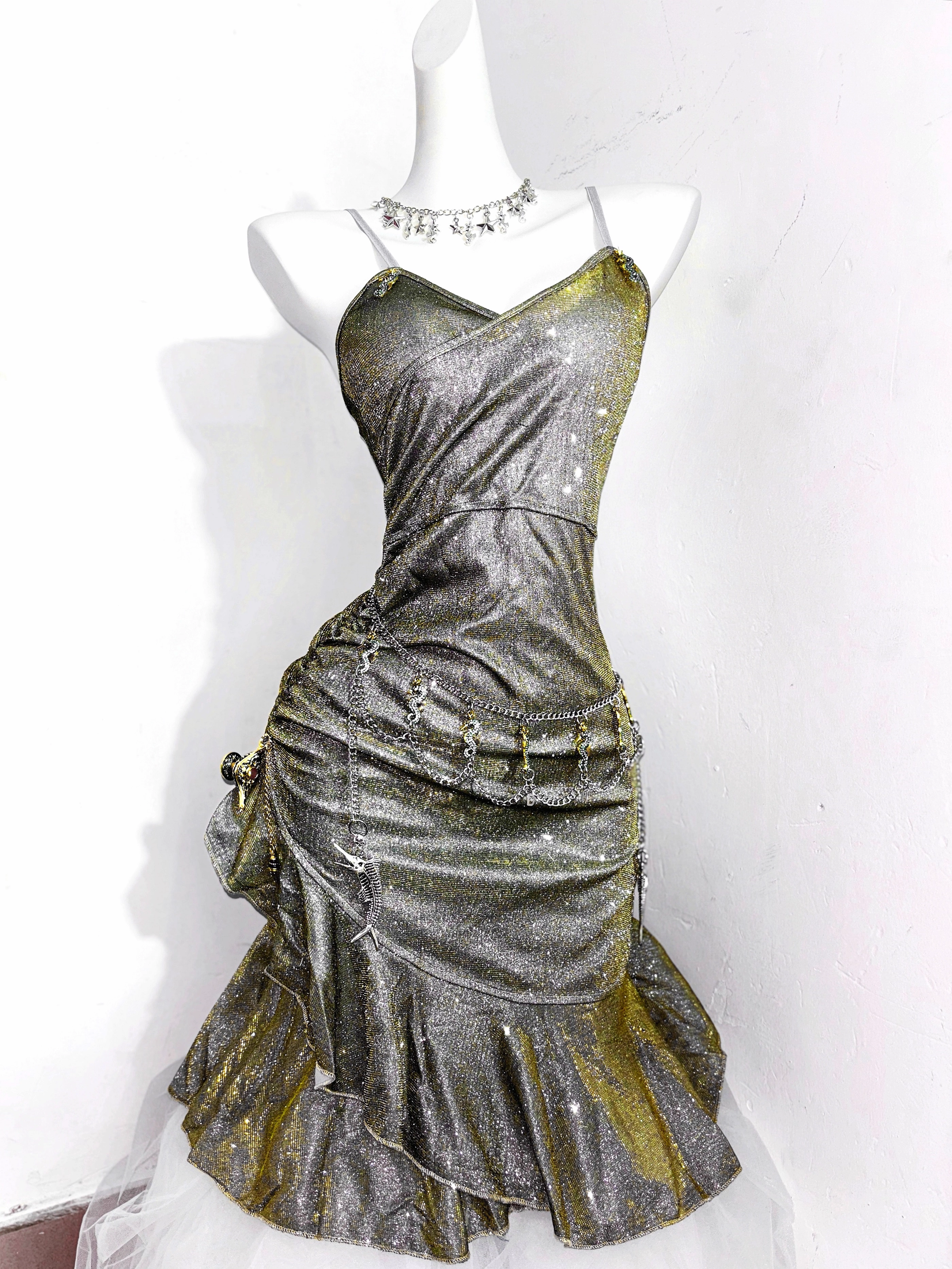 Unique spaghetti Straps Green Ruffles Mini Party Dress Homecoming Dress Cocktail Dress