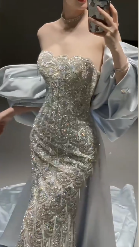Sparkly Mermaid Sequins Beaded Mermaid Evening Dress,Long Prom Dress Wedding Dress - View 3 | FashionDia