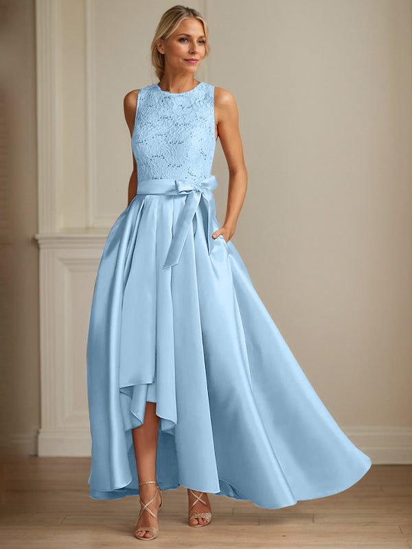 A-Line/Princess Jewel Neck Sleeveless Mother Of The Bride Dresses With Pleats Lace - View 5 | FashionDia