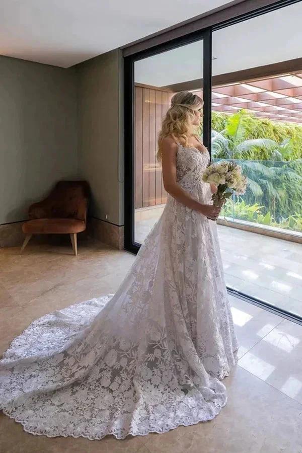 Ball Gown Lace White Wedding Dress With Detachable Long Sleeves (ZD16173) - VelvetHem