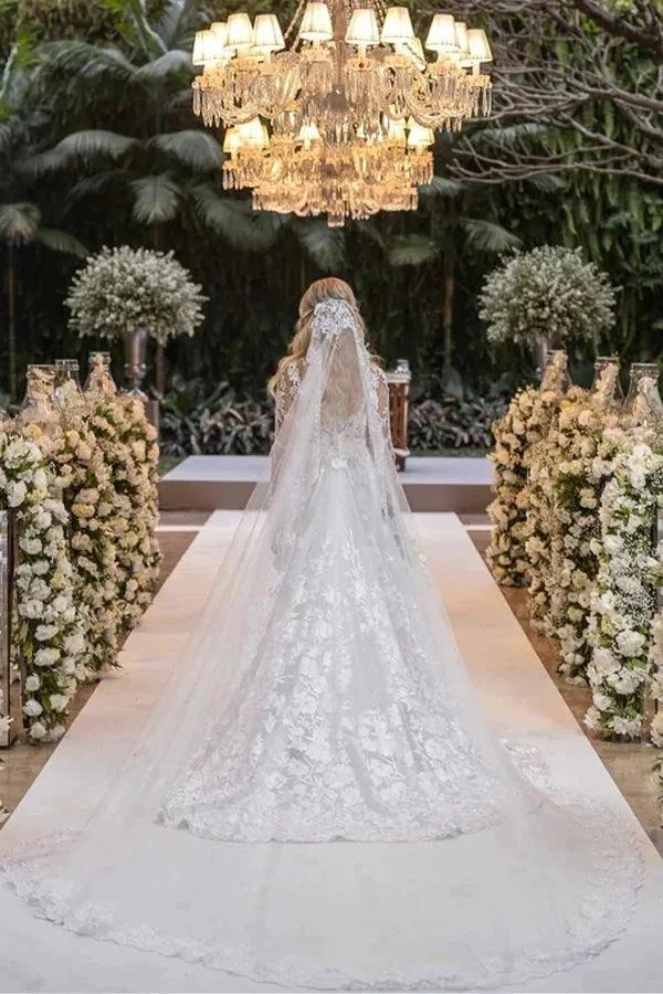 Ball Gown Lace White Wedding Dress With Detachable Long Sleeves (ZD16173) - View 5 | VelvetHem