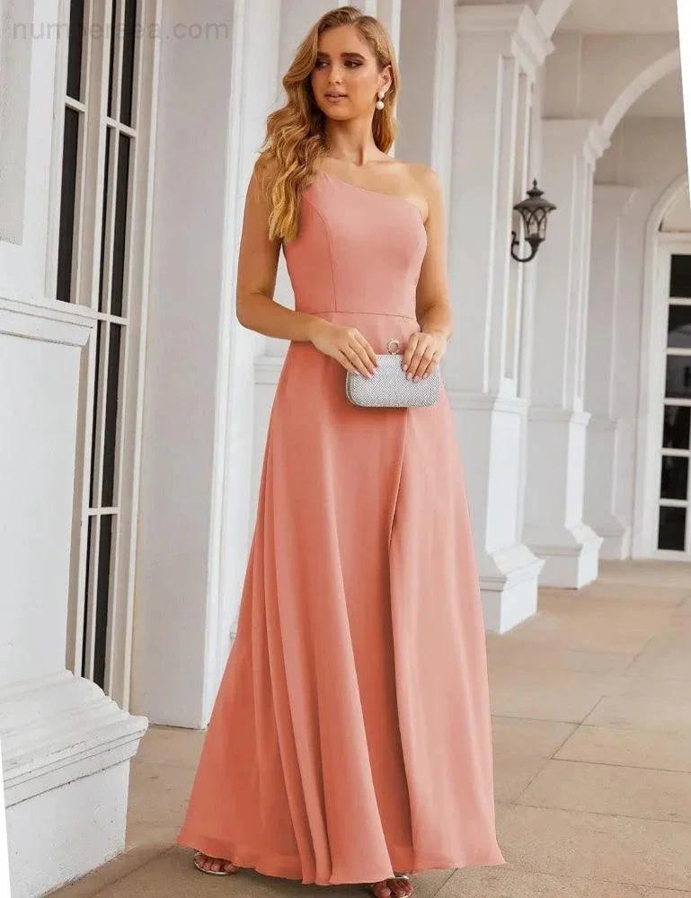 ZapDress One Shoulder Chiffon Bridesmaid Dresses Long Formal Homecoming Prom Gowns for Women Party Wedding Evening (ZD16950)