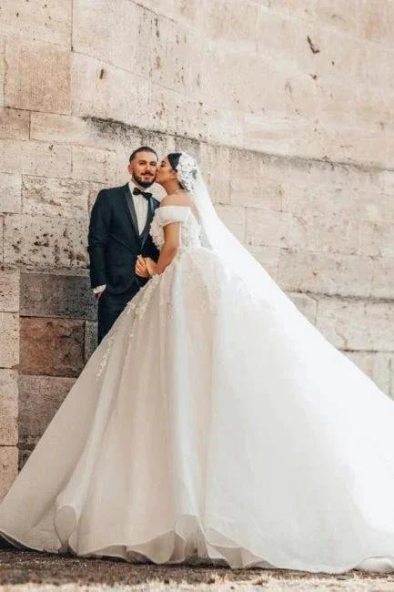 Beautiful Long A-Line Off-the-shoulder Sleeveless Wedding Dresses with Lace (ZD15634) - View 2 | VelvetHem