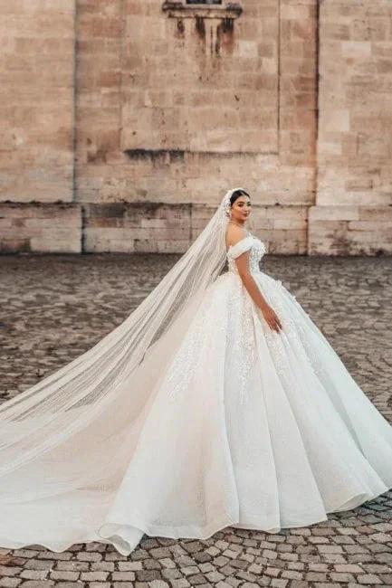 Beautiful Long A-Line Off-the-shoulder Sleeveless Wedding Dresses with Lace (ZD15634) - View 4 | VelvetHem