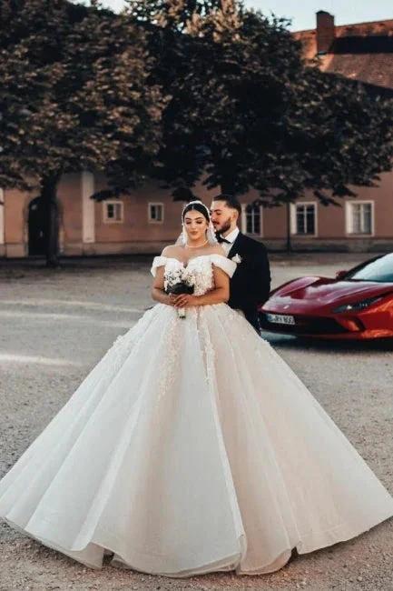Beautiful Long A-Line Off-the-shoulder Sleeveless Wedding Dresses with Lace (ZD15634) - View 5 | VelvetHem
