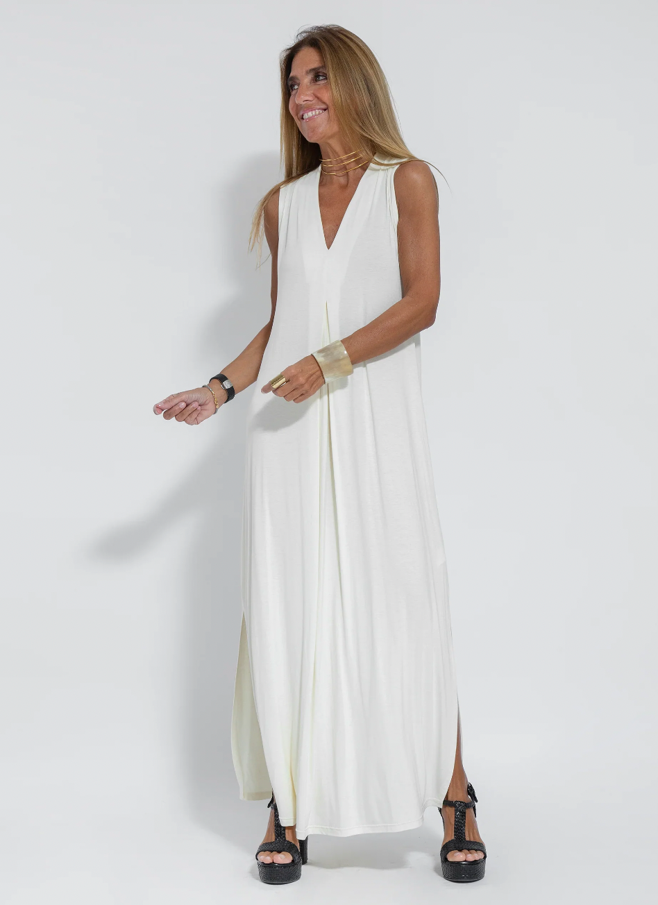 Ana Exclusive Maria Set of Long Slimming Dress and Vest Elevated Occasion Wear