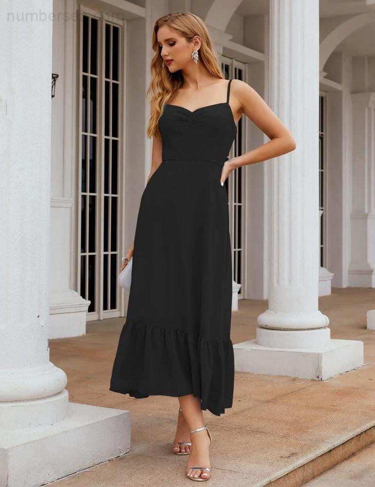 ZapDress Spaghetti Strap Chiffon Bridesmaid Dress Ankle Length Formal A Line Cocktail Party Homecoming Dress for Juniors (ZD16949)