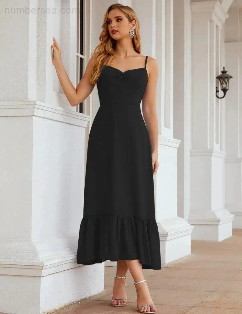 ZapDress Spaghetti Strap Chiffon Bridesmaid Dress Ankle Length Formal A Line Cocktail Party Homecoming Dress for Juniors (ZD16949)