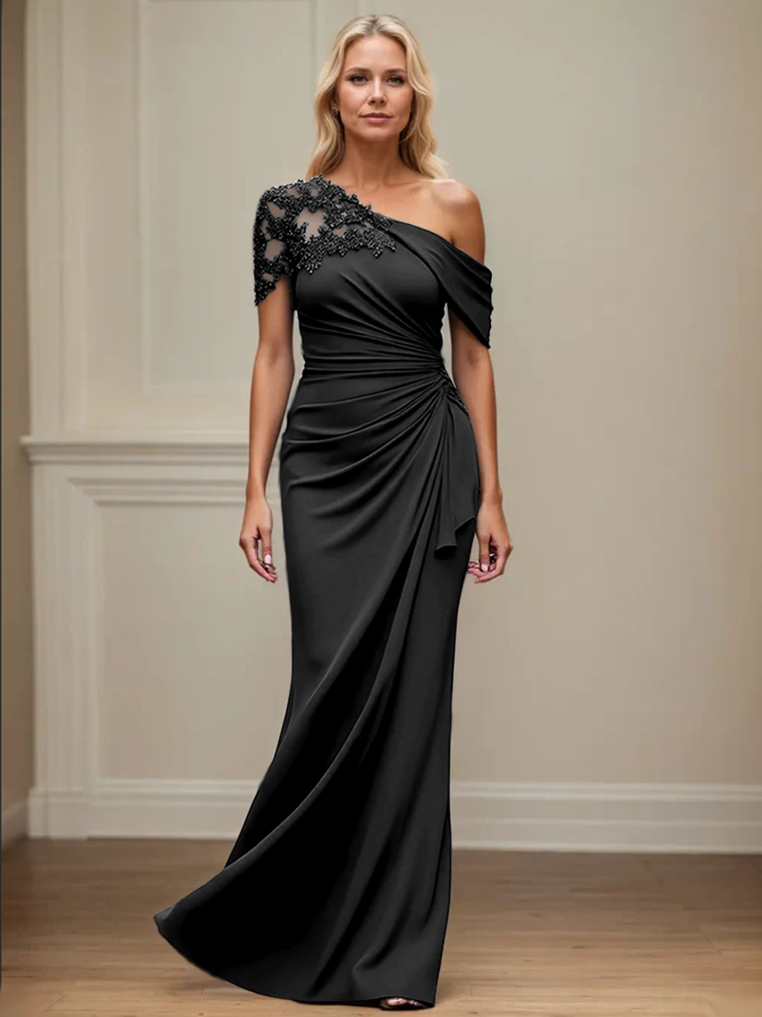 Trumpet/Mermaid Asymmetrical Mother of the Bride Dress with Appliques