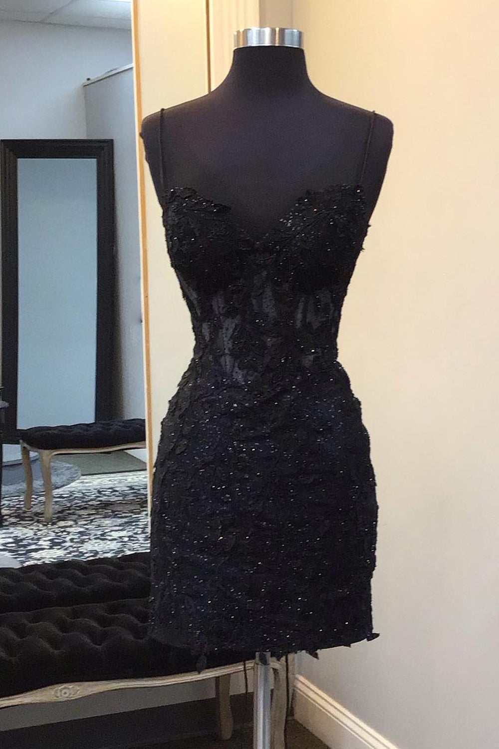 Black Homecoming Dresses Corset Lace Tight Short Cocktail Dresses