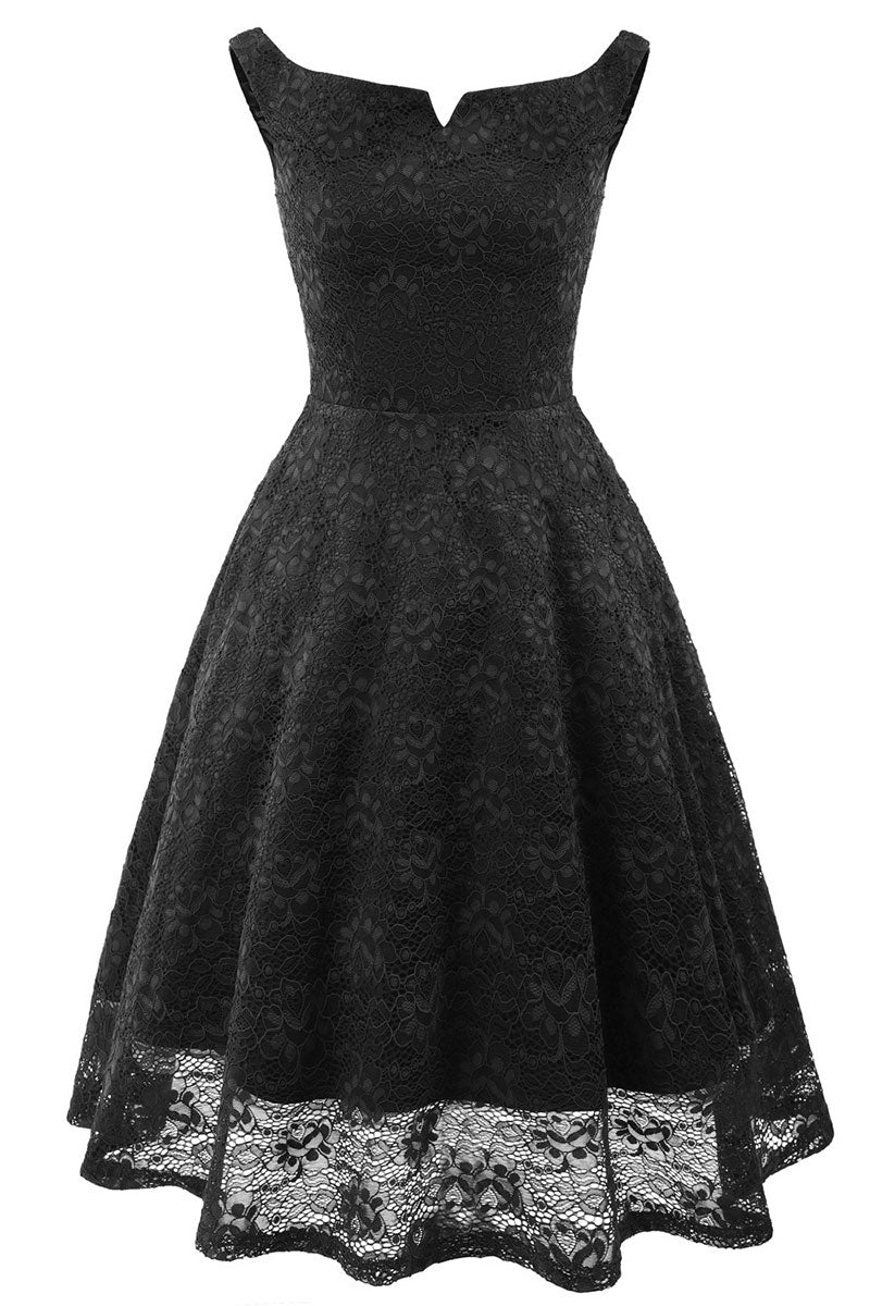 Black Off-the-shoulder Lace Homecoming Prom Dress - Fashionpara