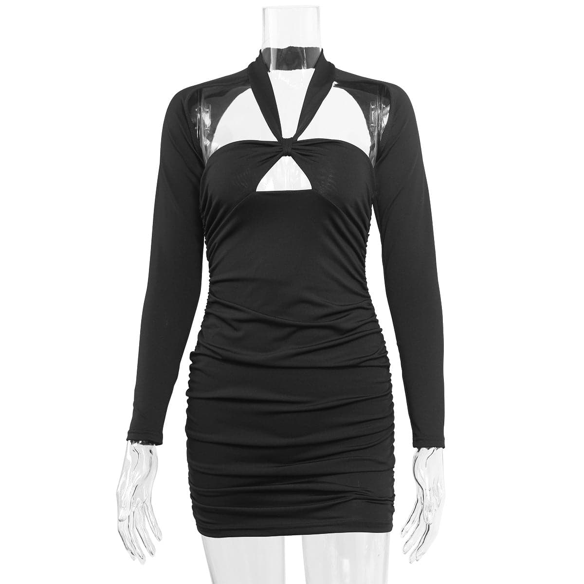 Black Vneck Cutout Night Culb Dress