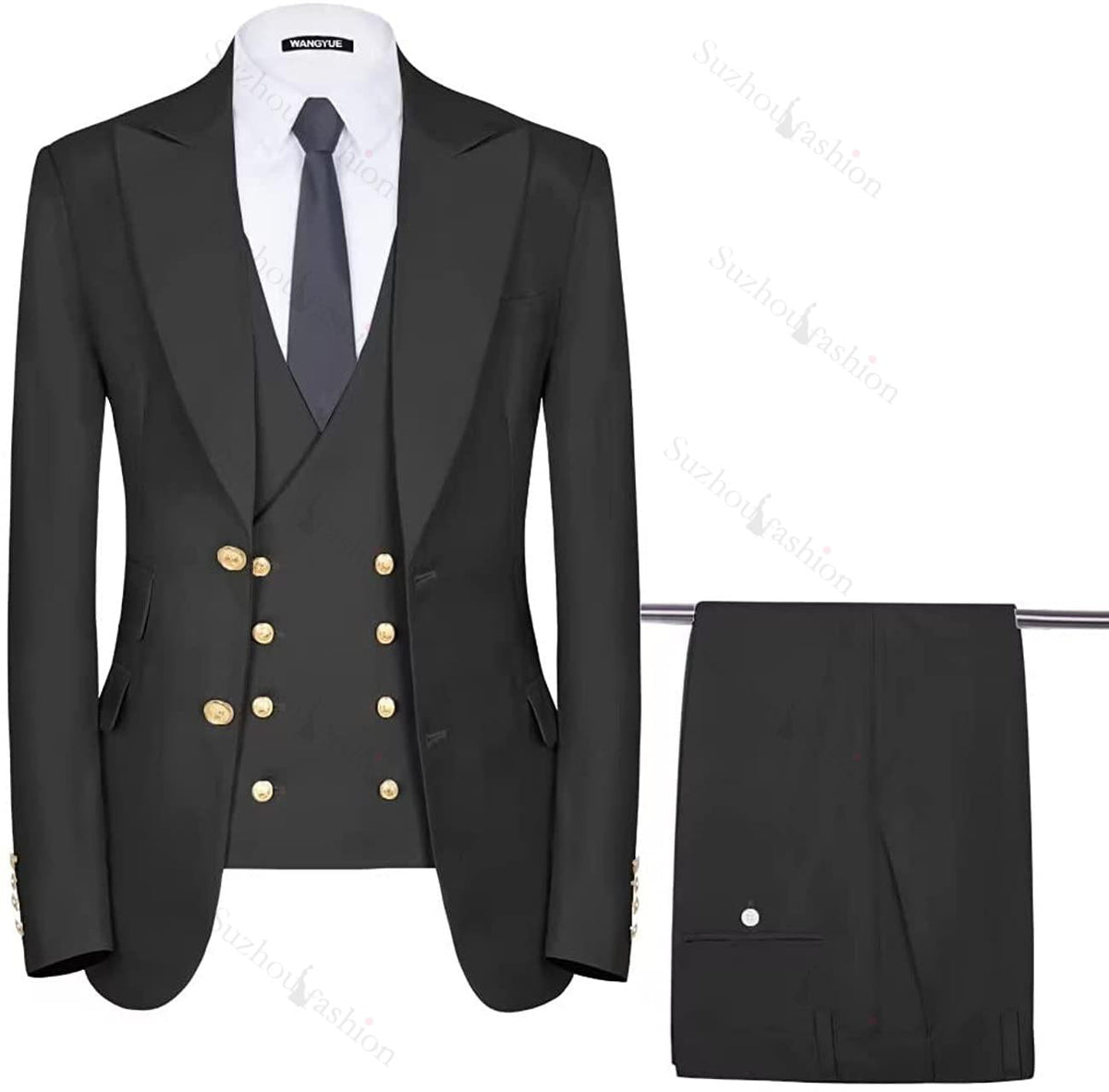 Black Three Piece Single Breasted Business Suit