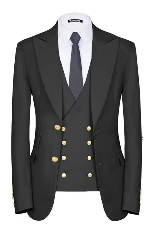 Black Three Piece Single Breasted Business Suit