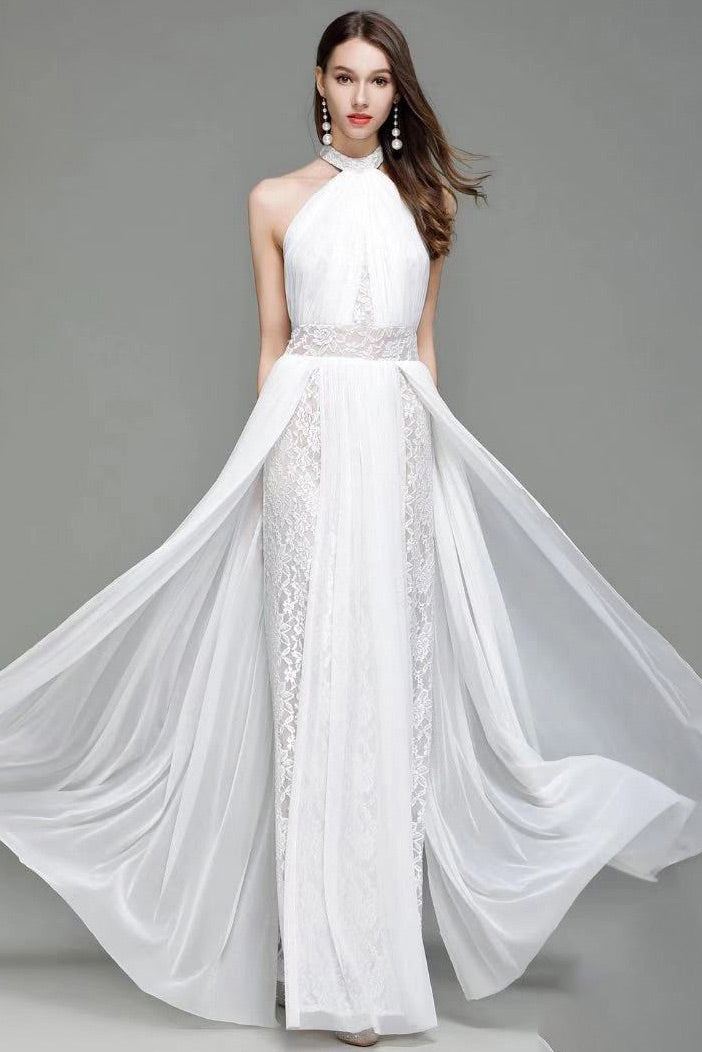 Black Halter Backless Prom Gown Evening Dress - Fashionpara