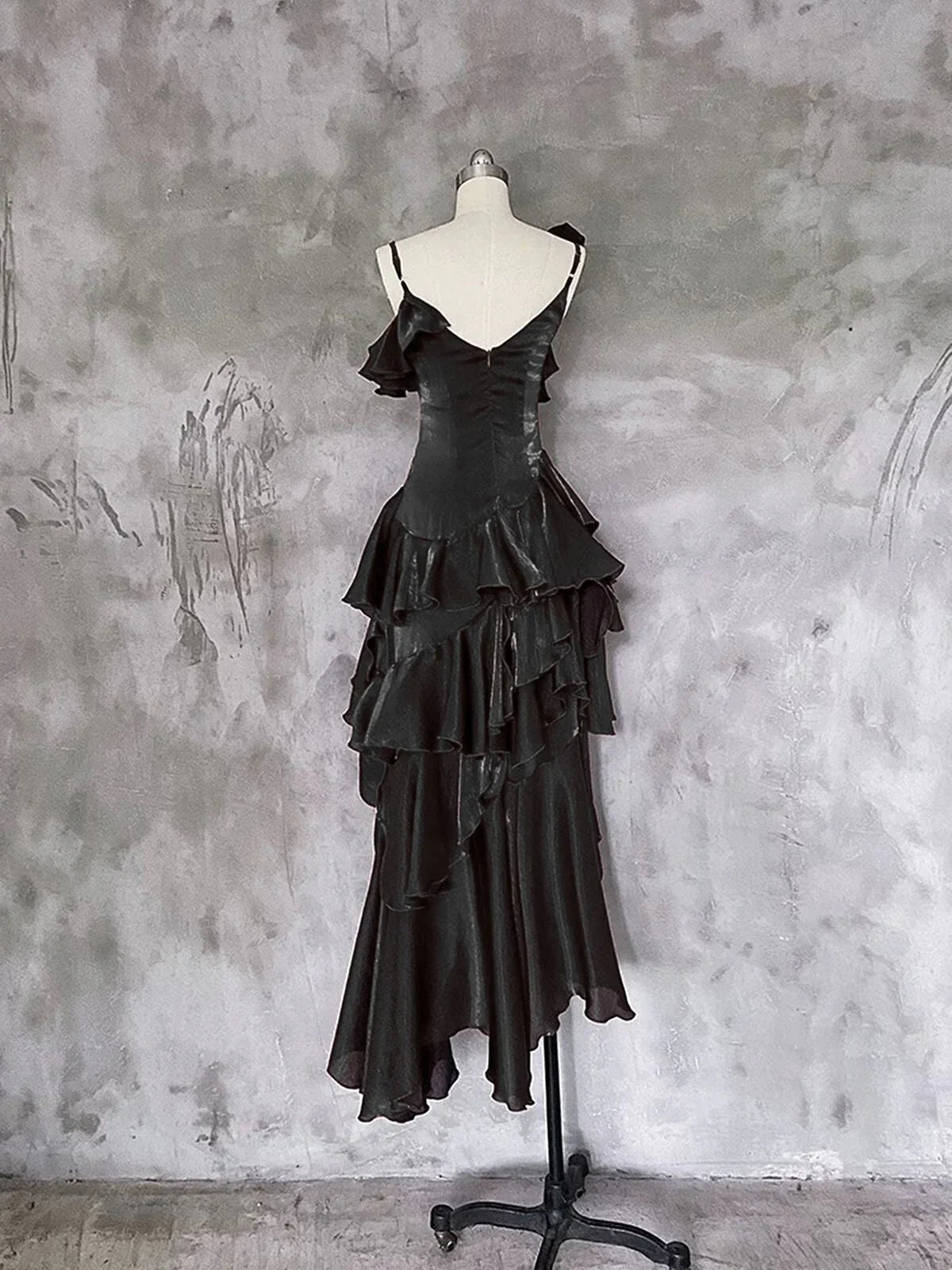 Black High-Low Party Dress Prom Dress Black Chic Formal Dress