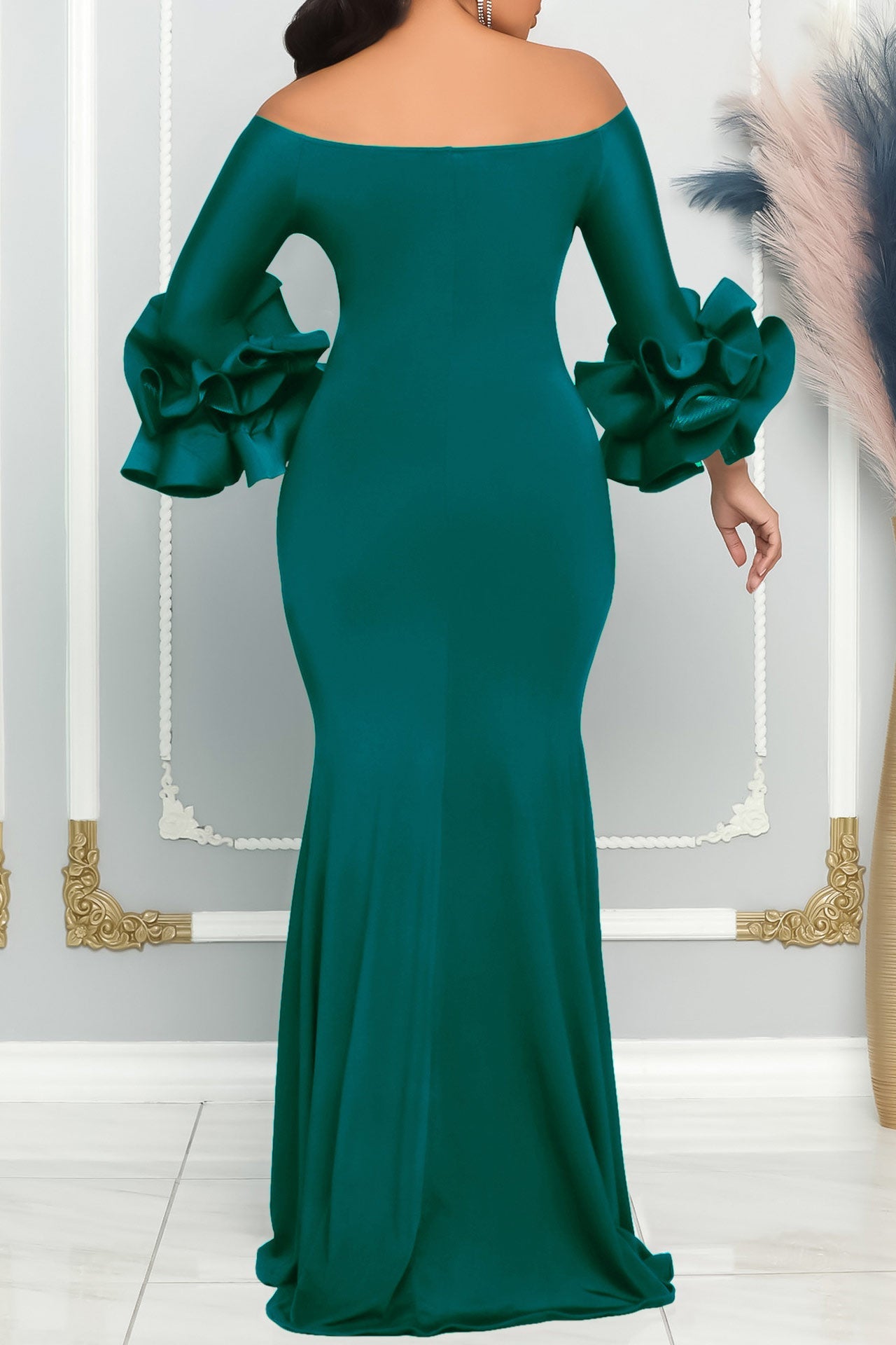 Black Off Shoulder High Split Evening Dress Prom Gown - Fashionpara