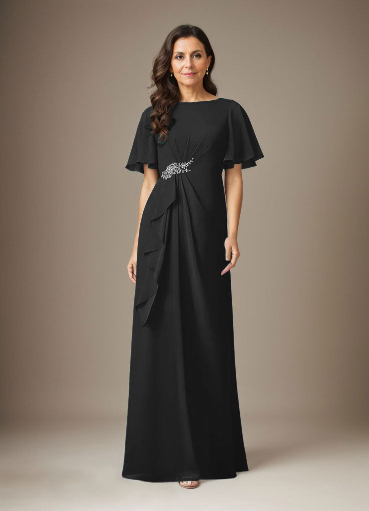 Dark Navy Sheath Beaded Chiffon Dress - View 7 | FashionDia