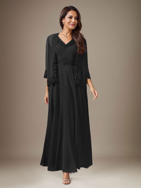 Plum A-Line Sequins Chiffon Dress - View 8 | FashionDia