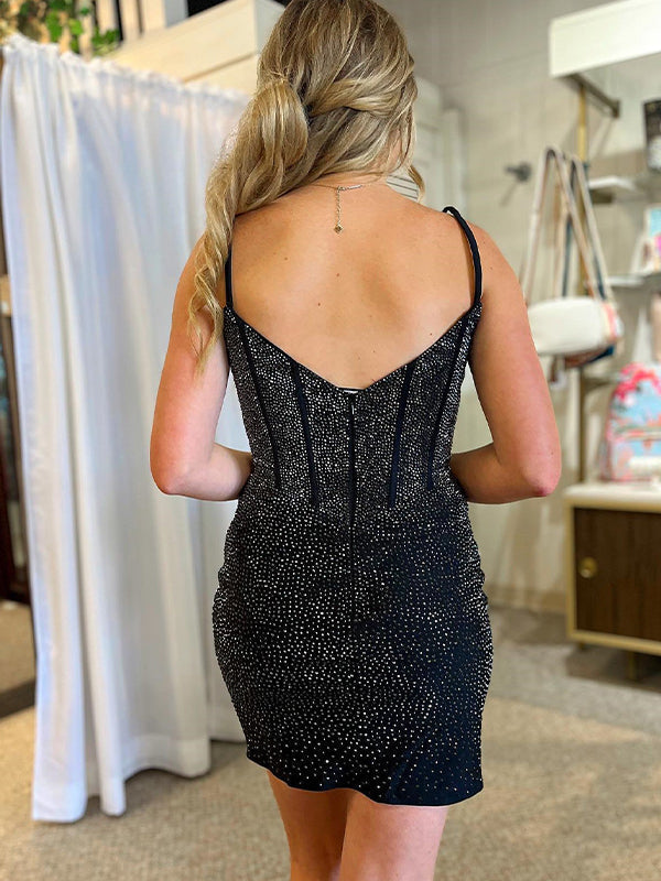Beaded Fitted Short Tight Homecoming Party Dress