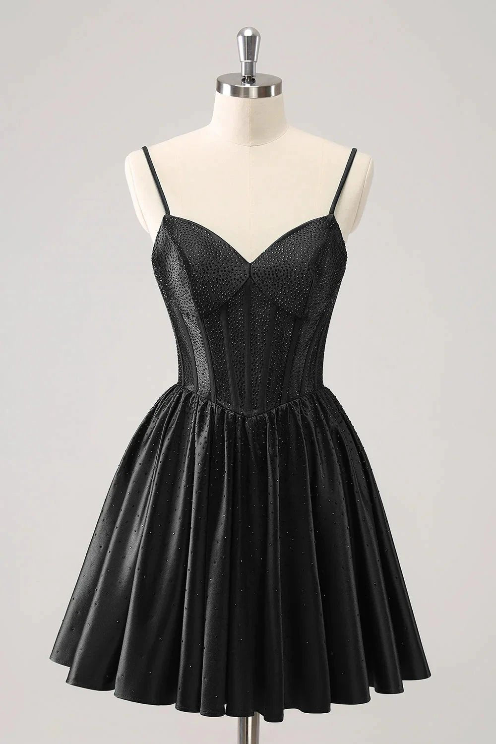 Cute Red A Line Spaghetti Straps Ruffle Corset Short Homecoming Dress with Beading by WEDTREND