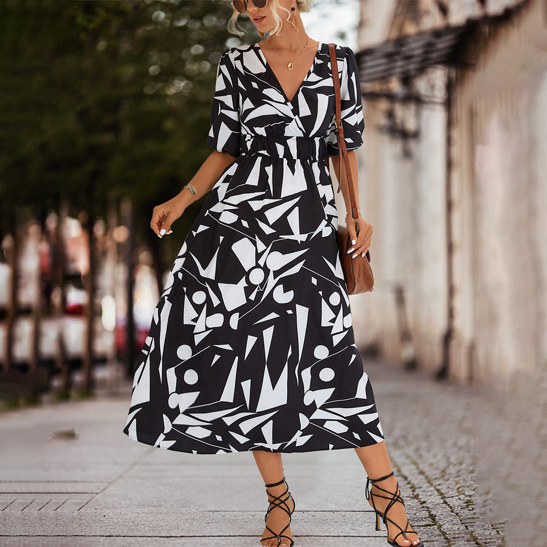 Oxana Casual Midi Dress with a V-neck for Women Versatile Daily Pick