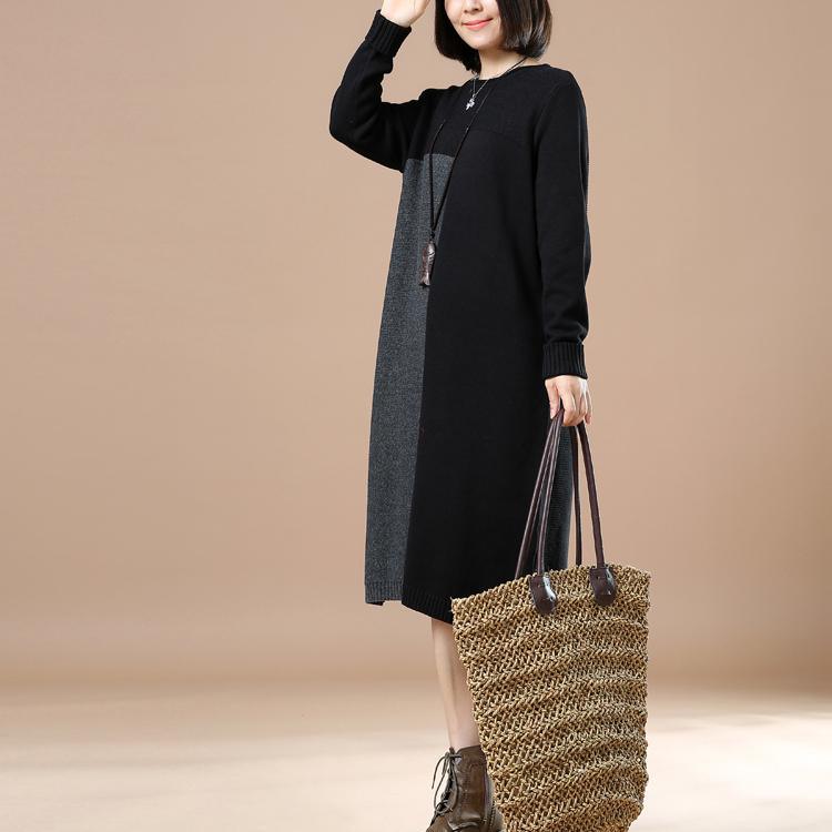 Black fine woman sweaters winter knit dresses