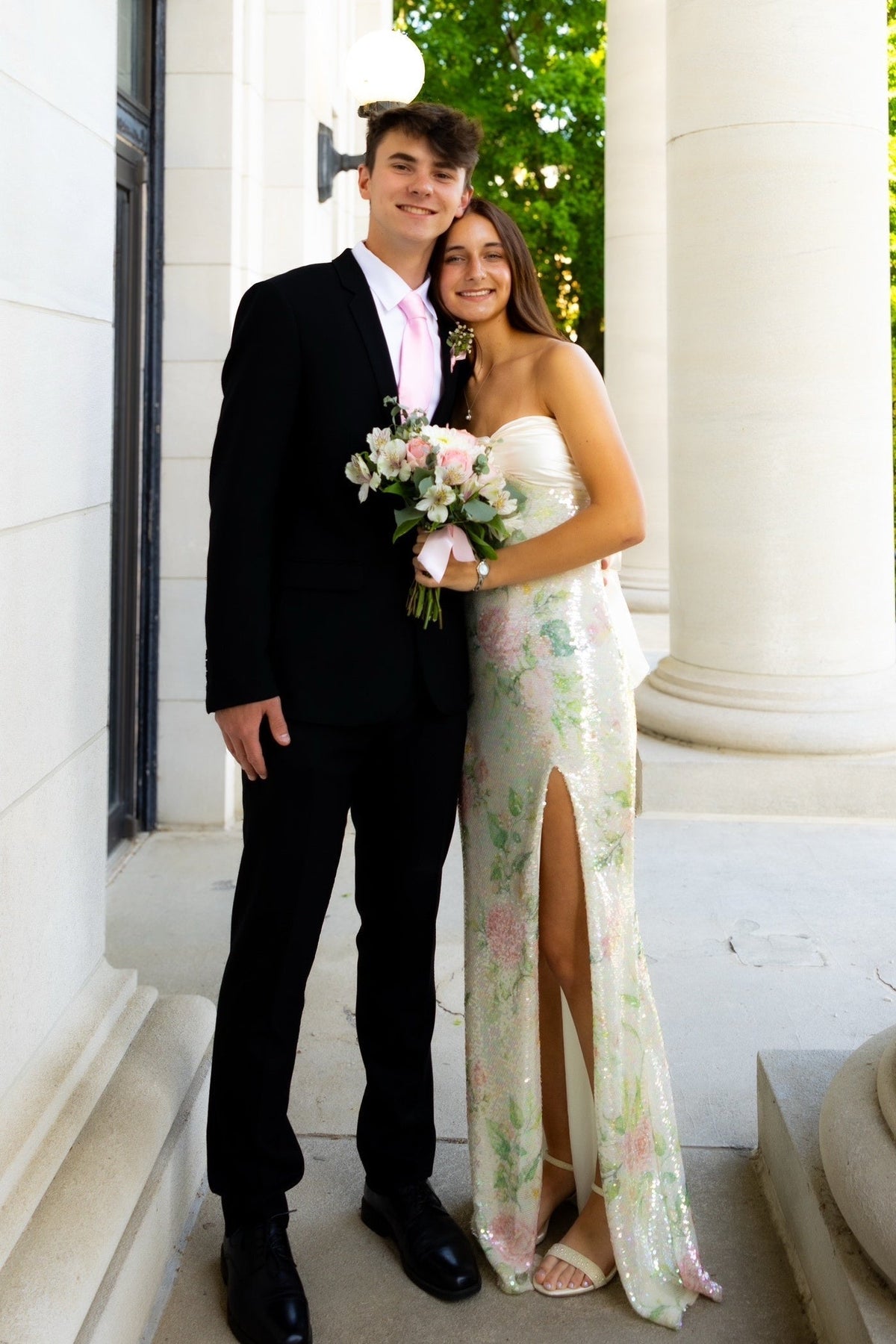 Bling Sheath Sweetheart Floral Printed Sequins Long Prom Dress - FashionDia