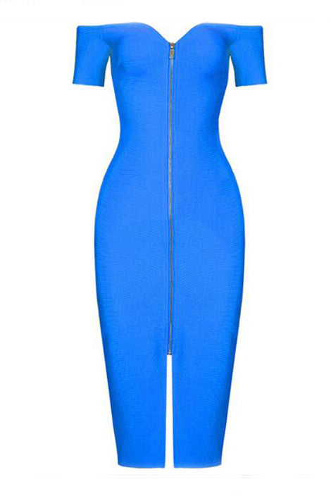 Yellow Sexy Bandage Slit Prom Dress With Short Sleeves - Fashionpara