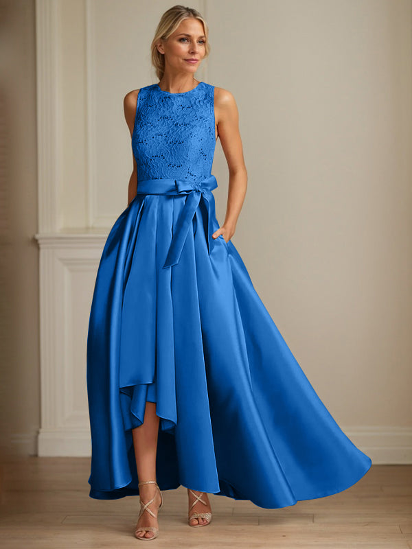 A-Line/Princess Jewel Neck Sleeveless Mother Of The Bride Dresses With Pleats Lace - View 7 | FashionDia