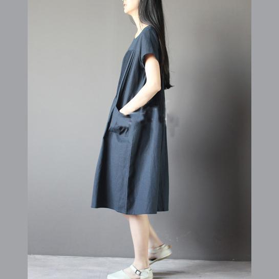 Blue oversize sundress plus size linen shirt dresses