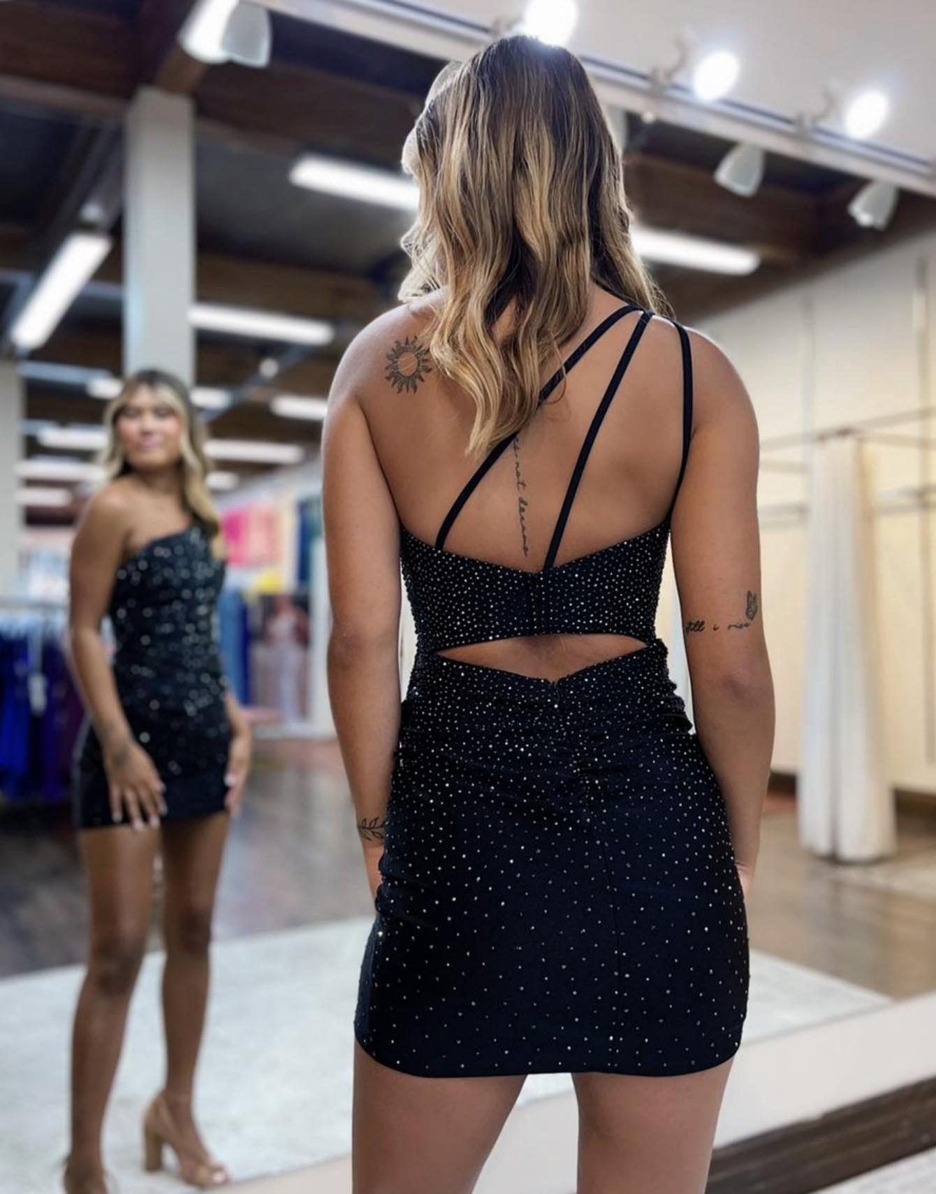 Royal Blue Bodycon One Shoulder Glitter Homecoming Party Dress