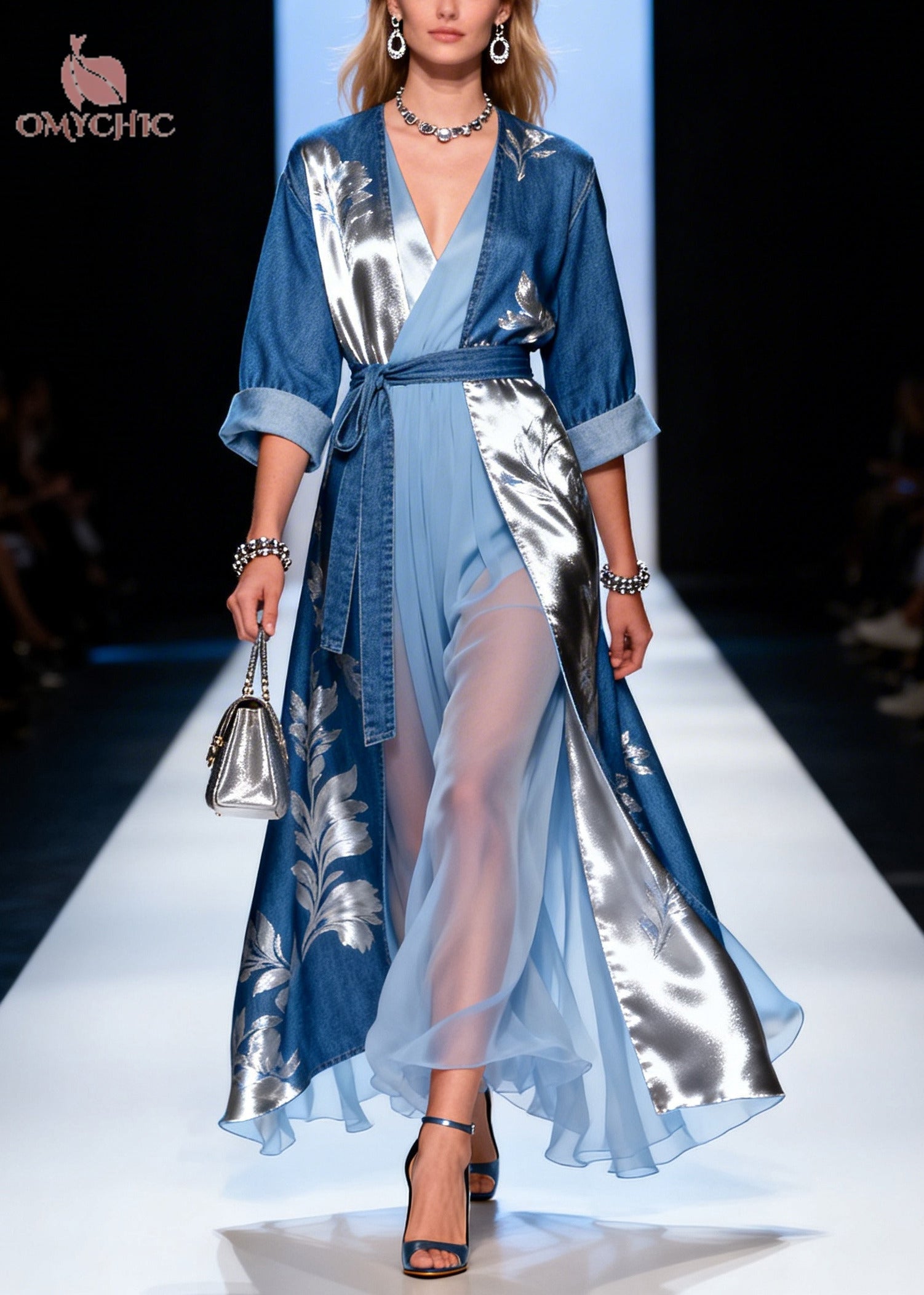Bohemian Blue Asymmetrical Patchwork Denim Robe Dresses Summer