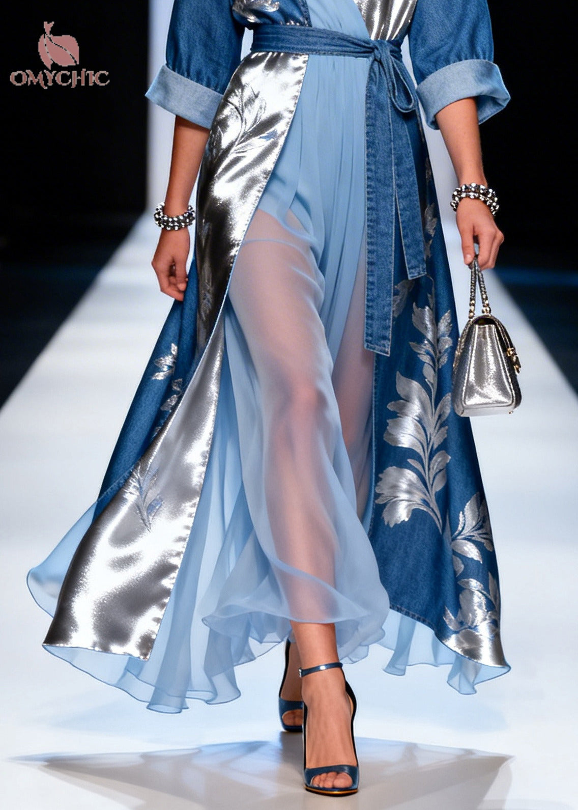 Bohemian Blue Asymmetrical Patchwork Denim Robe Dresses Summer