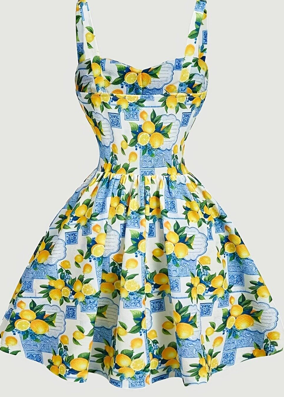 Bohemian Blue Print Cotton Mini Dress Summer