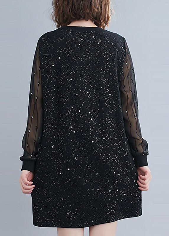 Bohemian Patchwork Dresses Shape Black Plus Size Dress